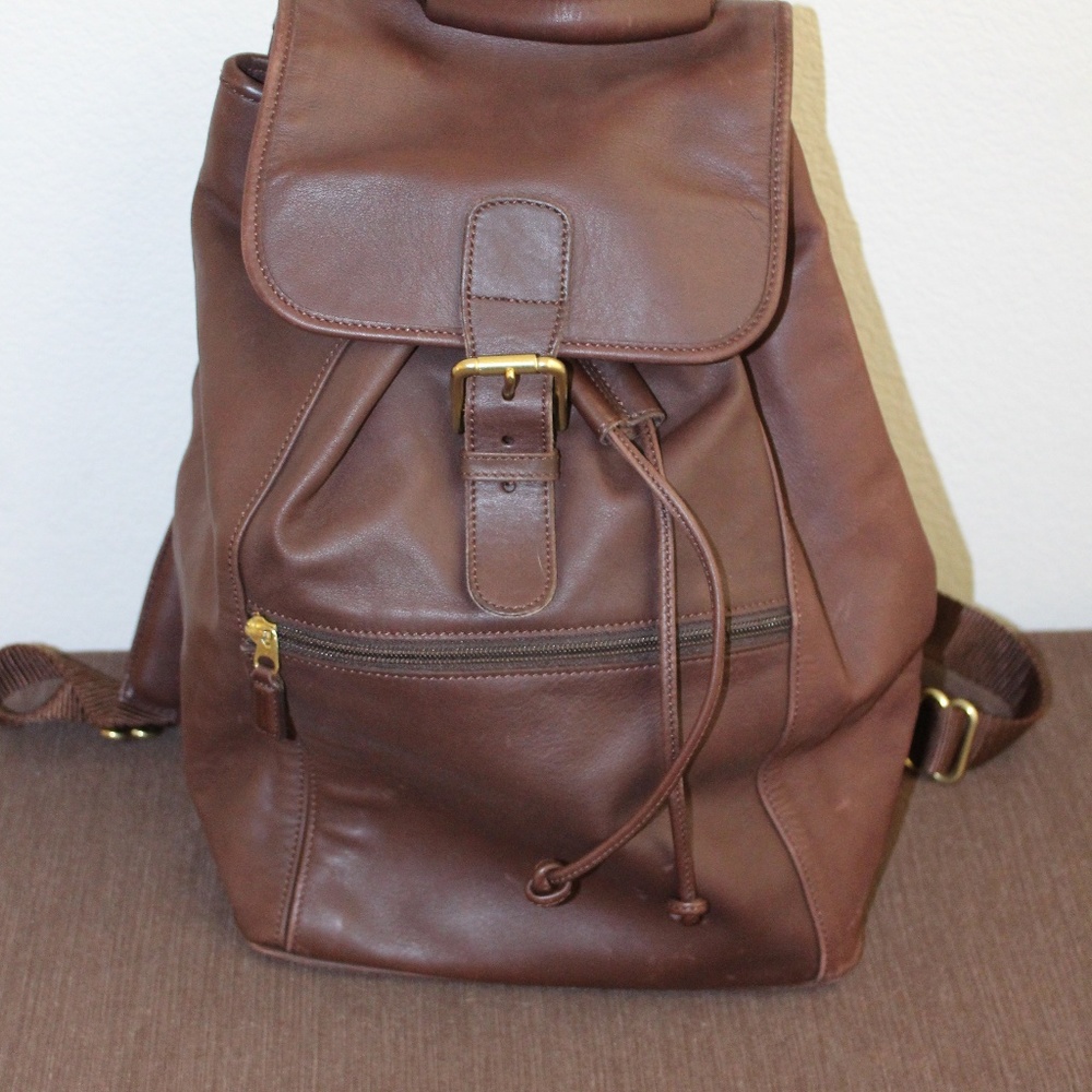 Vintage Coach XL Brown Leather Backpack
